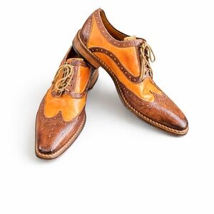 Pratesi Made in Italy Two-Tone Leather Wingtip Oxfords Size 43